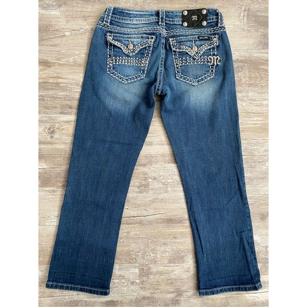 Miss Me Buckle Capri Jeans Cropped Rhinestone Flap Pockets Women’s Size 27